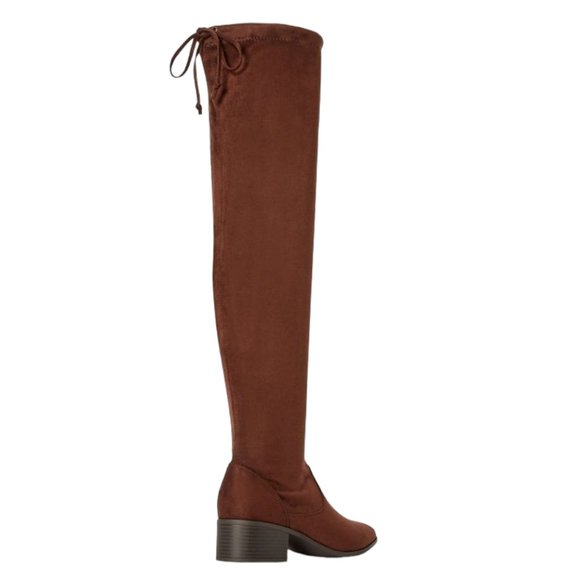 NIB JUSTFAB HANNAH OVER-THE-KNEE FLAT BOOTS (BROWN) - Picture 6 of 13